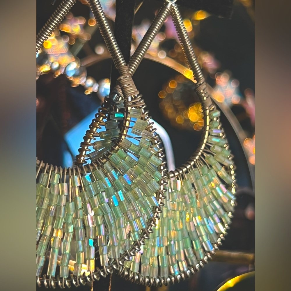 Large Teardrop Beaded Earrings